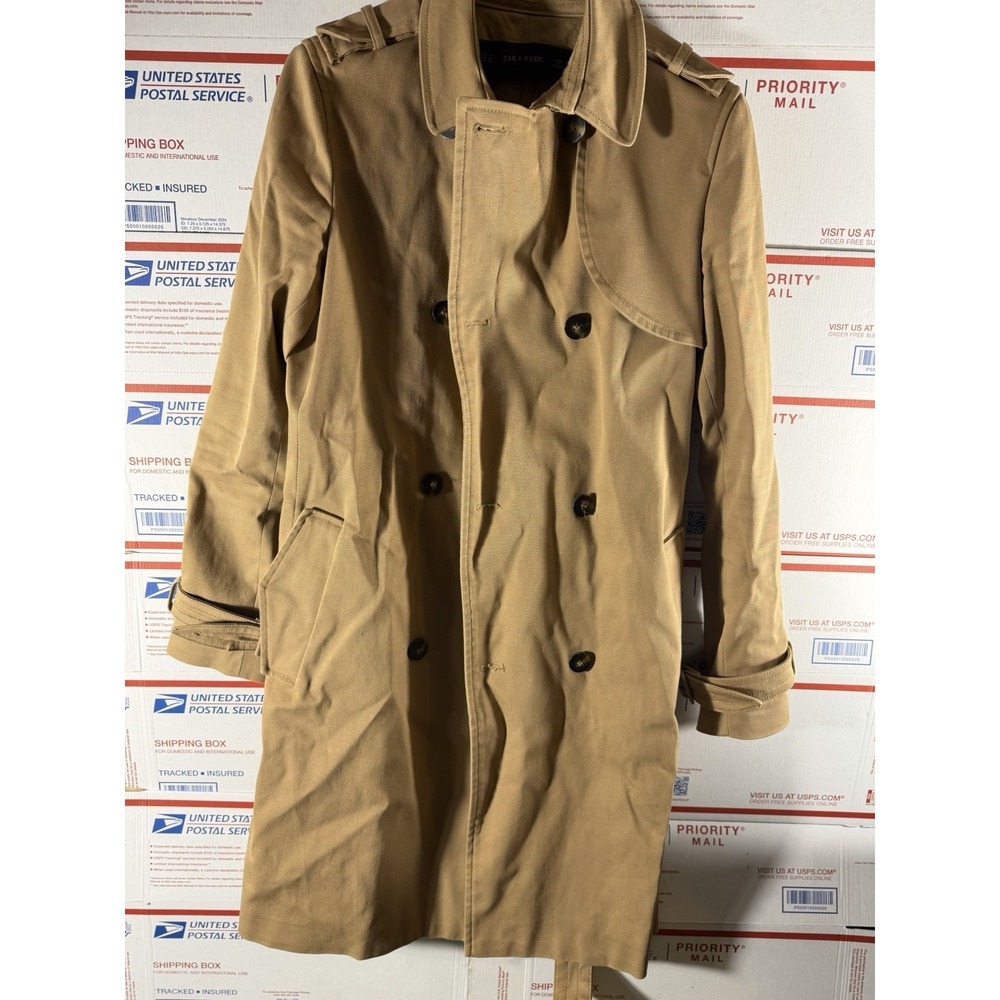 ZARA WOMAN Beige Long-Length Oversized Trench Coat W/ Belt Size‎ M